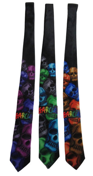 Jerry Garcia Collection 62 Plague Entity Skull Neck Ties Halloween Blue/Green - Picture 2 of 3